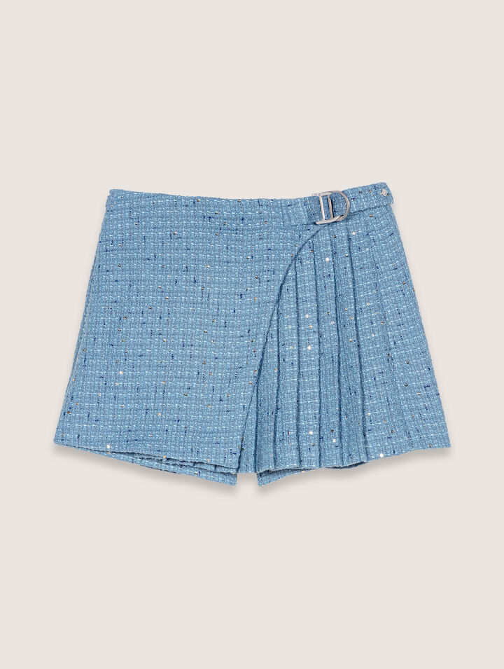 Jupe-short plissée en tweed