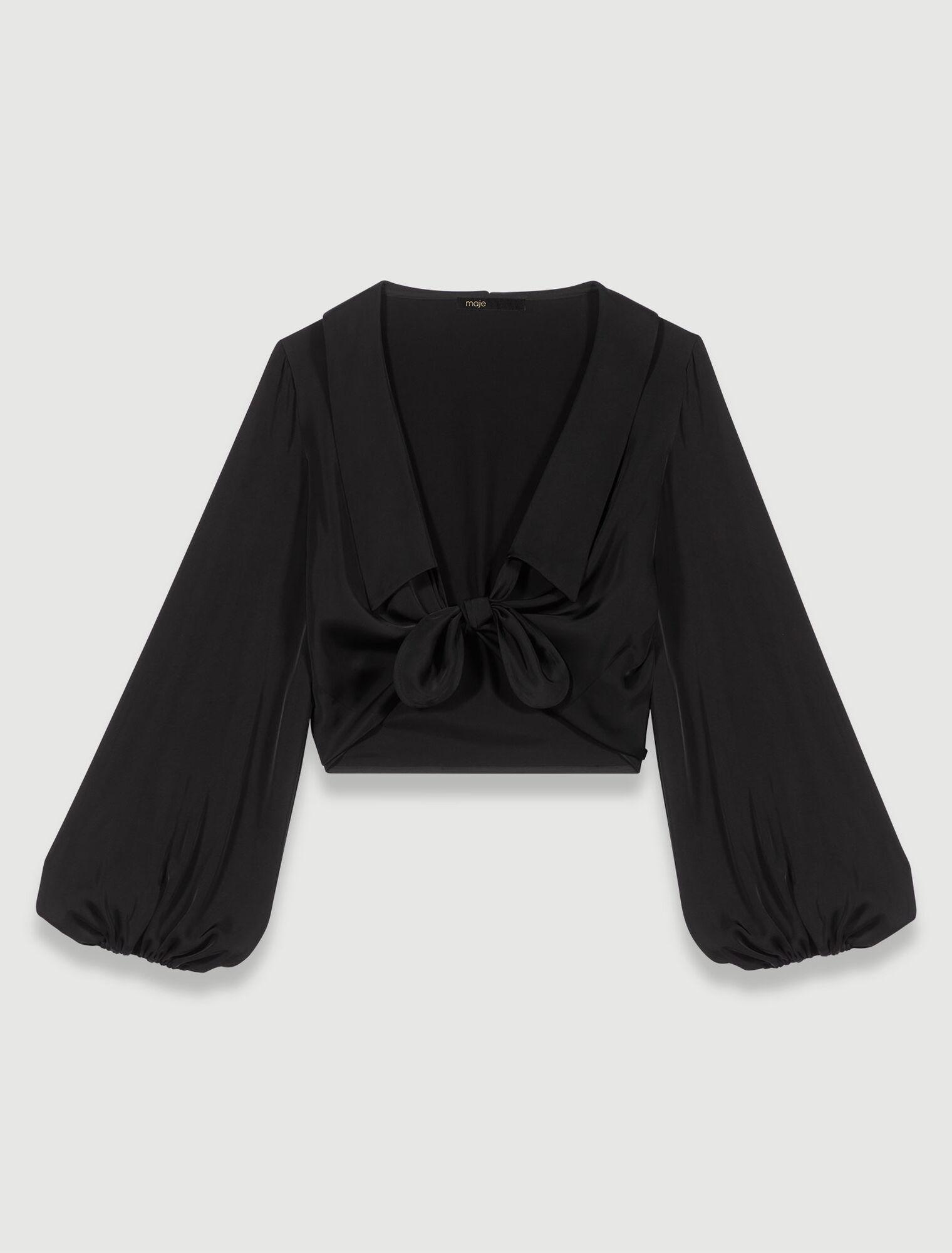 Satin tie-front shirt