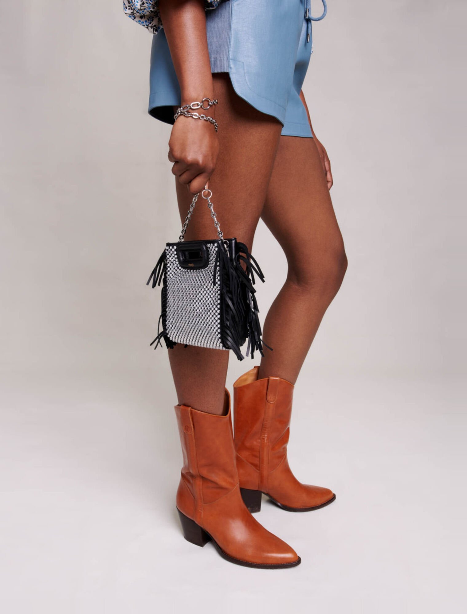 Leather-look shorts