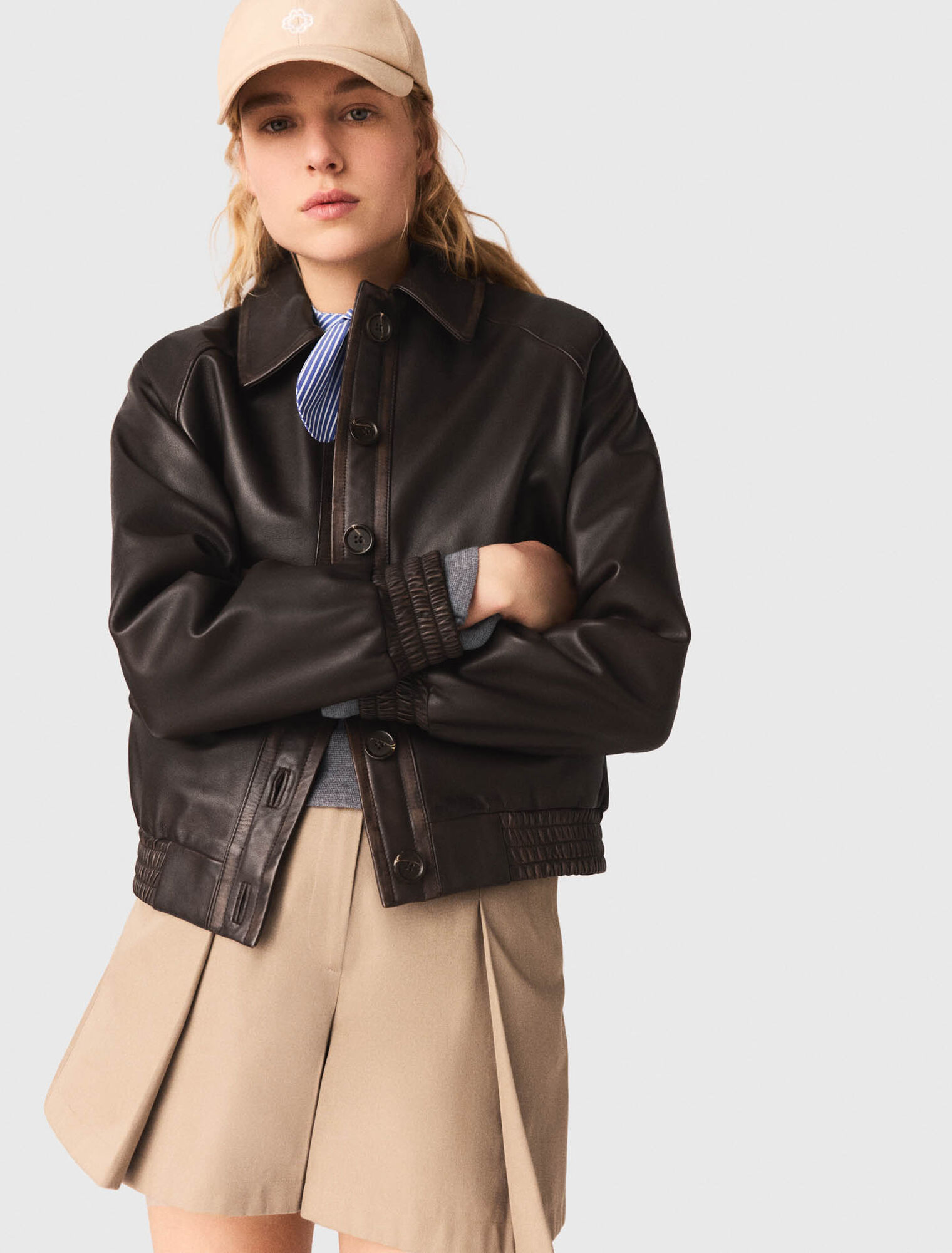 Cropped leather jacket