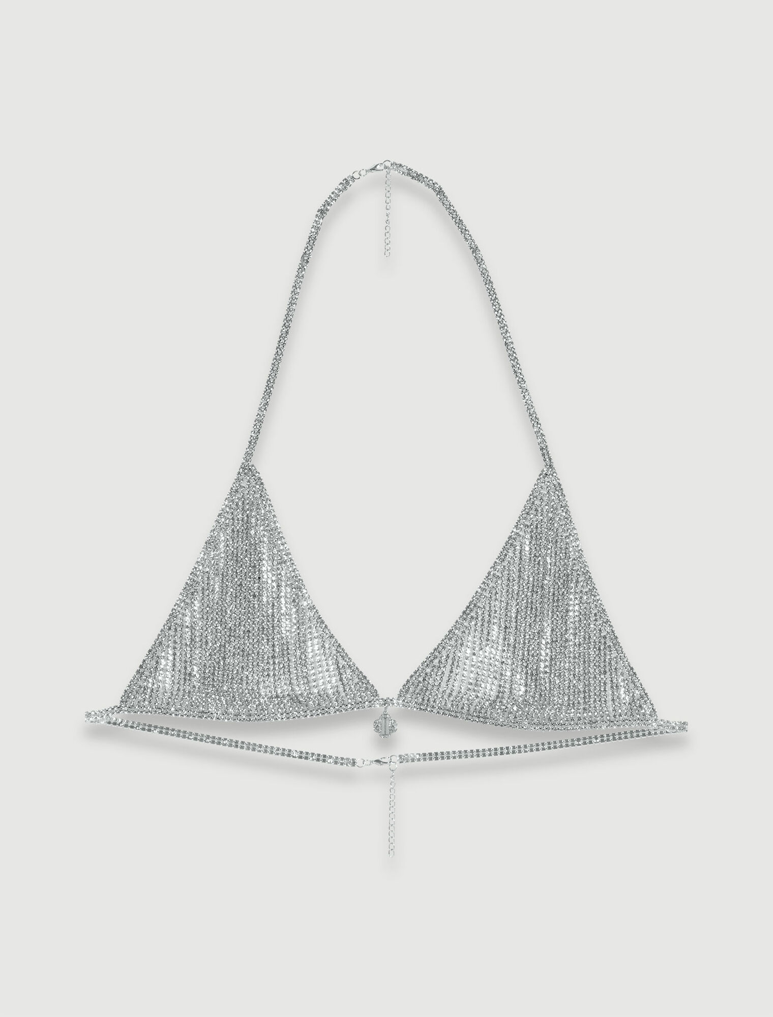 Bra with chains and rhinestones