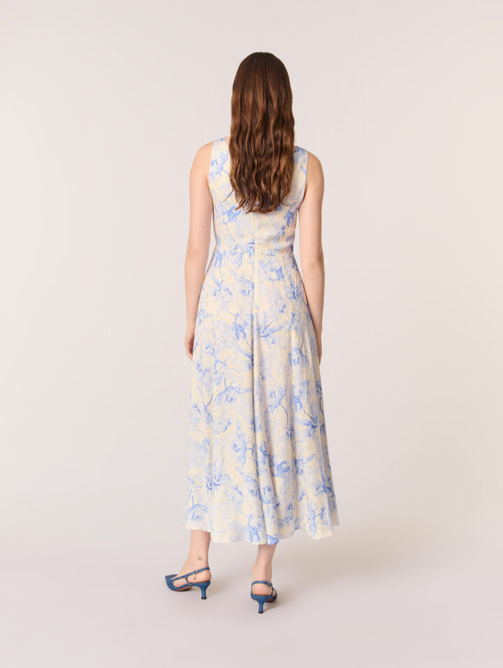 Patterned maxi dress with lacing