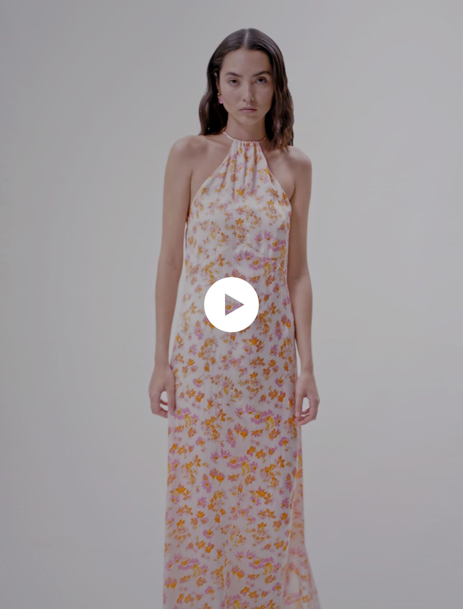 Floral satin-effect maxi dress