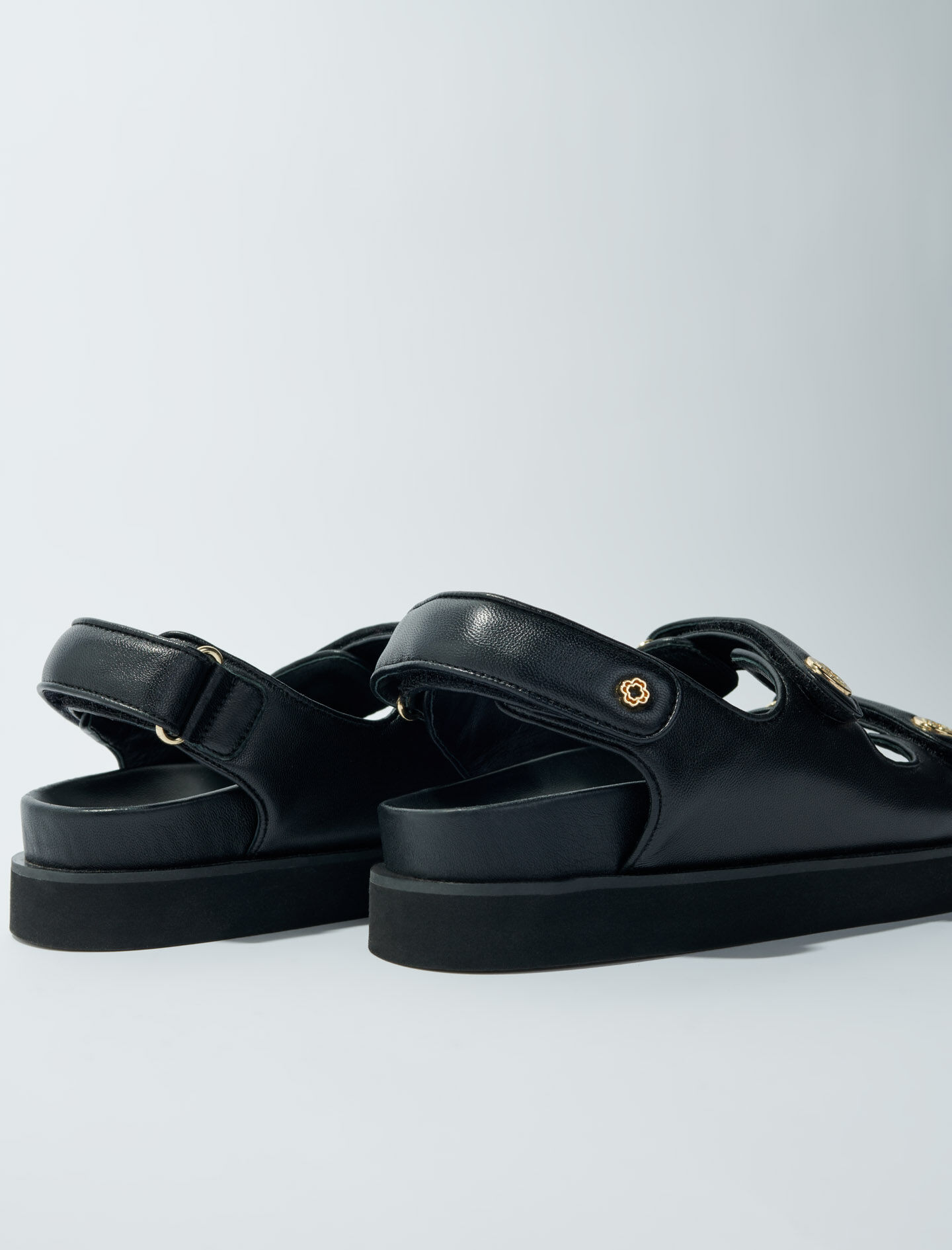 Flat leather sandals Black / Gray For Women | Maje