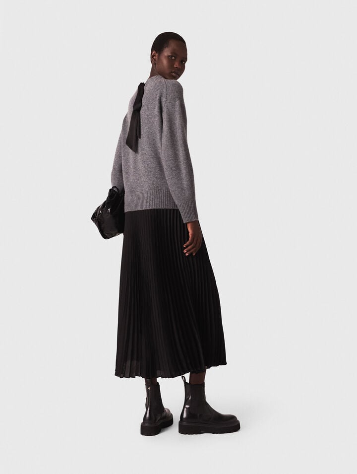 Dual-material maxi dress