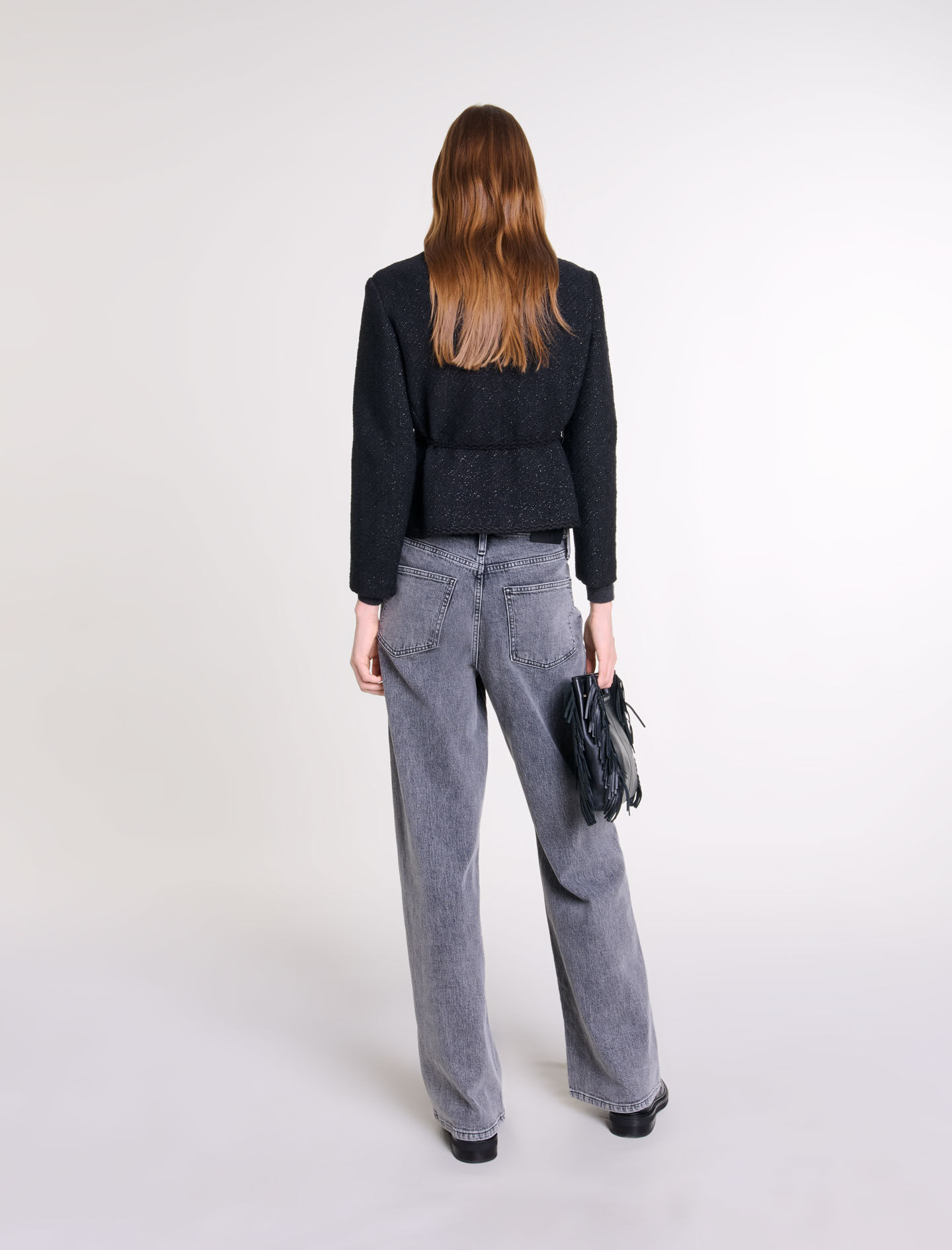 maje ツイードジャケット 36 Short tweed jacket Black / Gray For Women | Maje