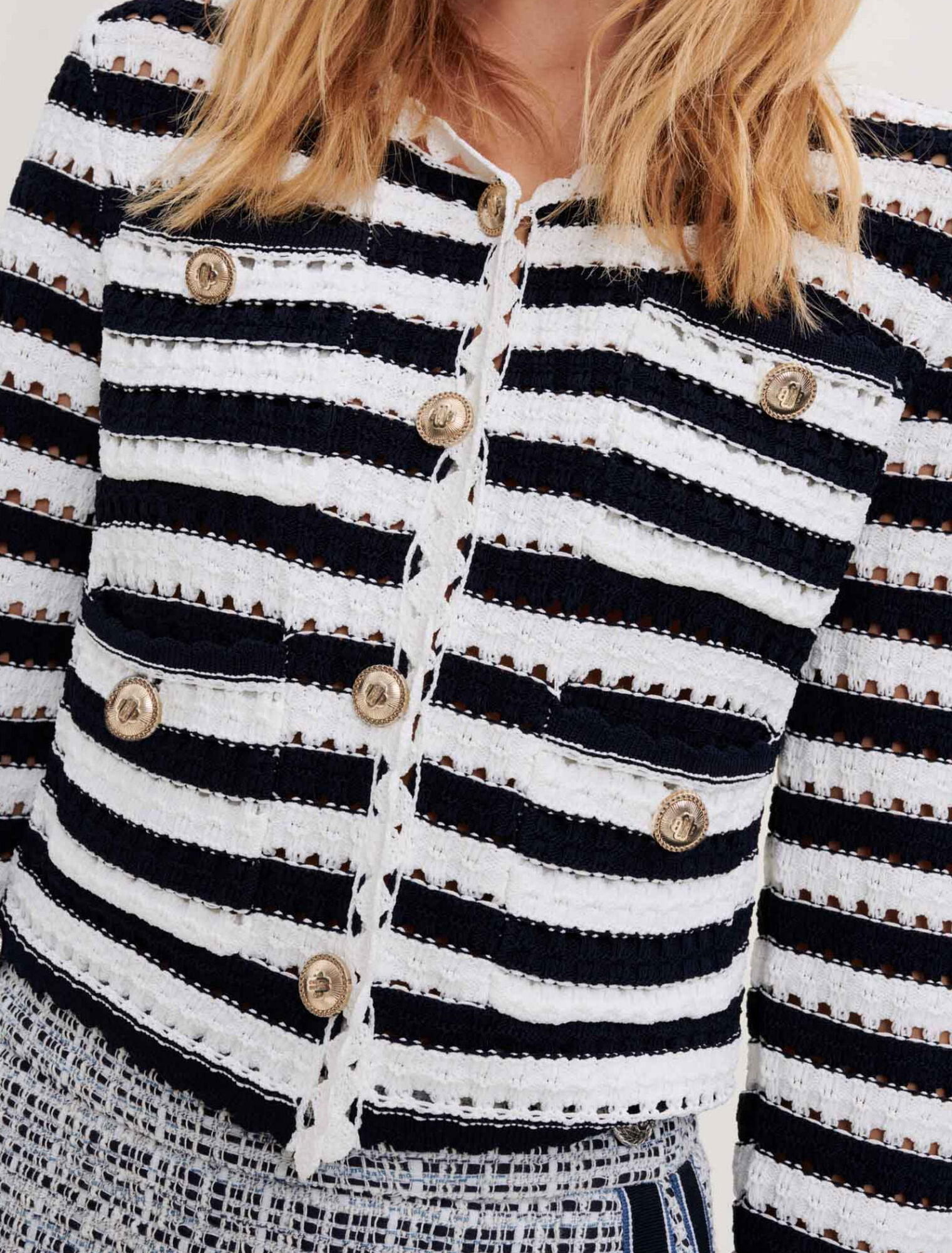 Cardigan effet crochet à rayures