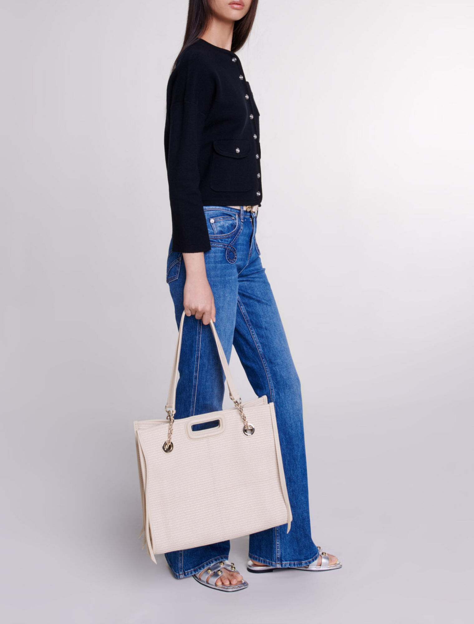 Cropped knit cardigan