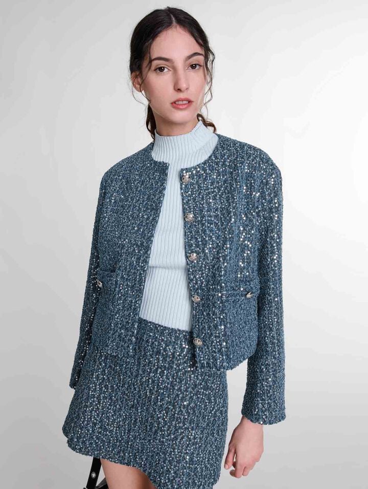 Veste en tweed ornée de sequins