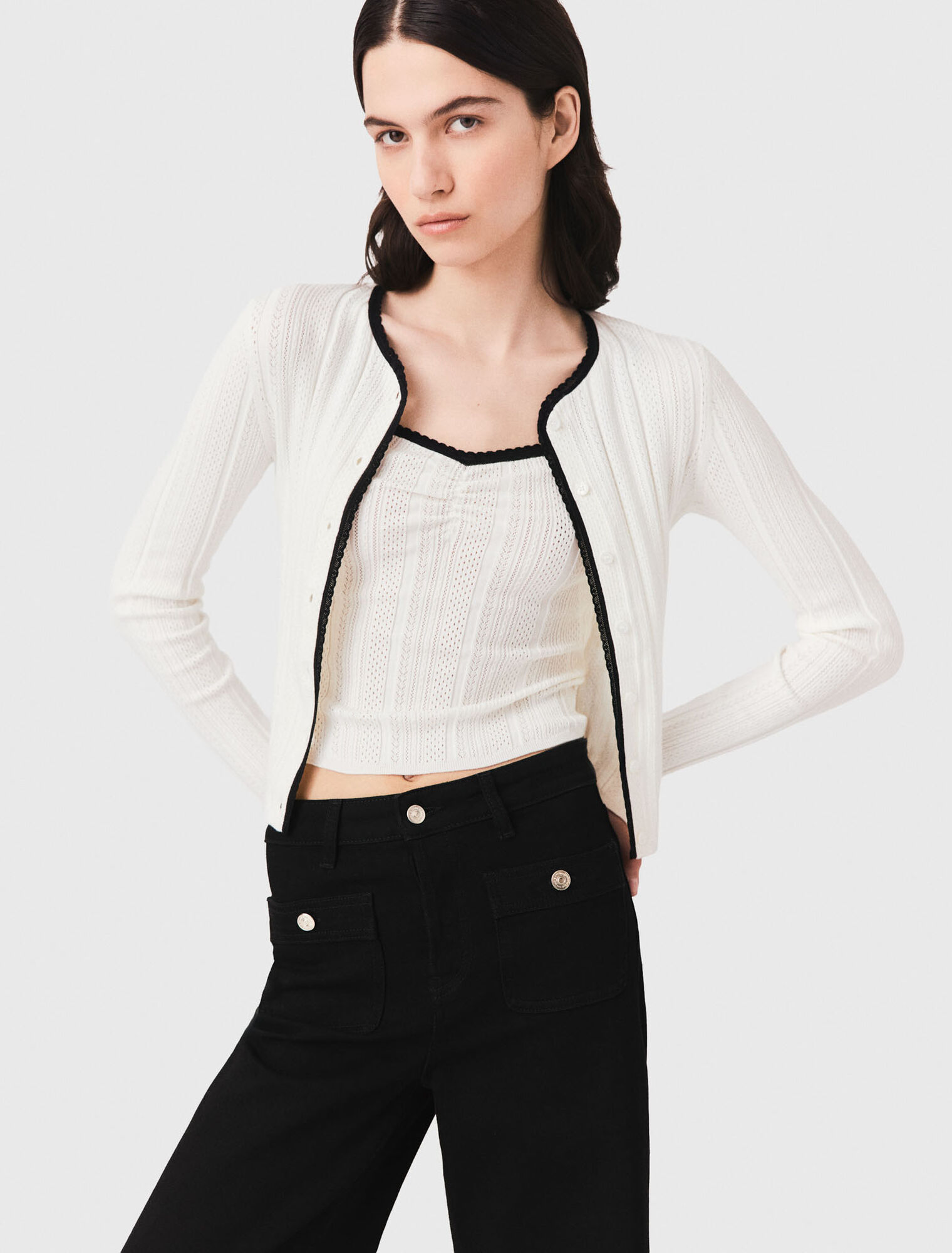 Pointelle knit twinset