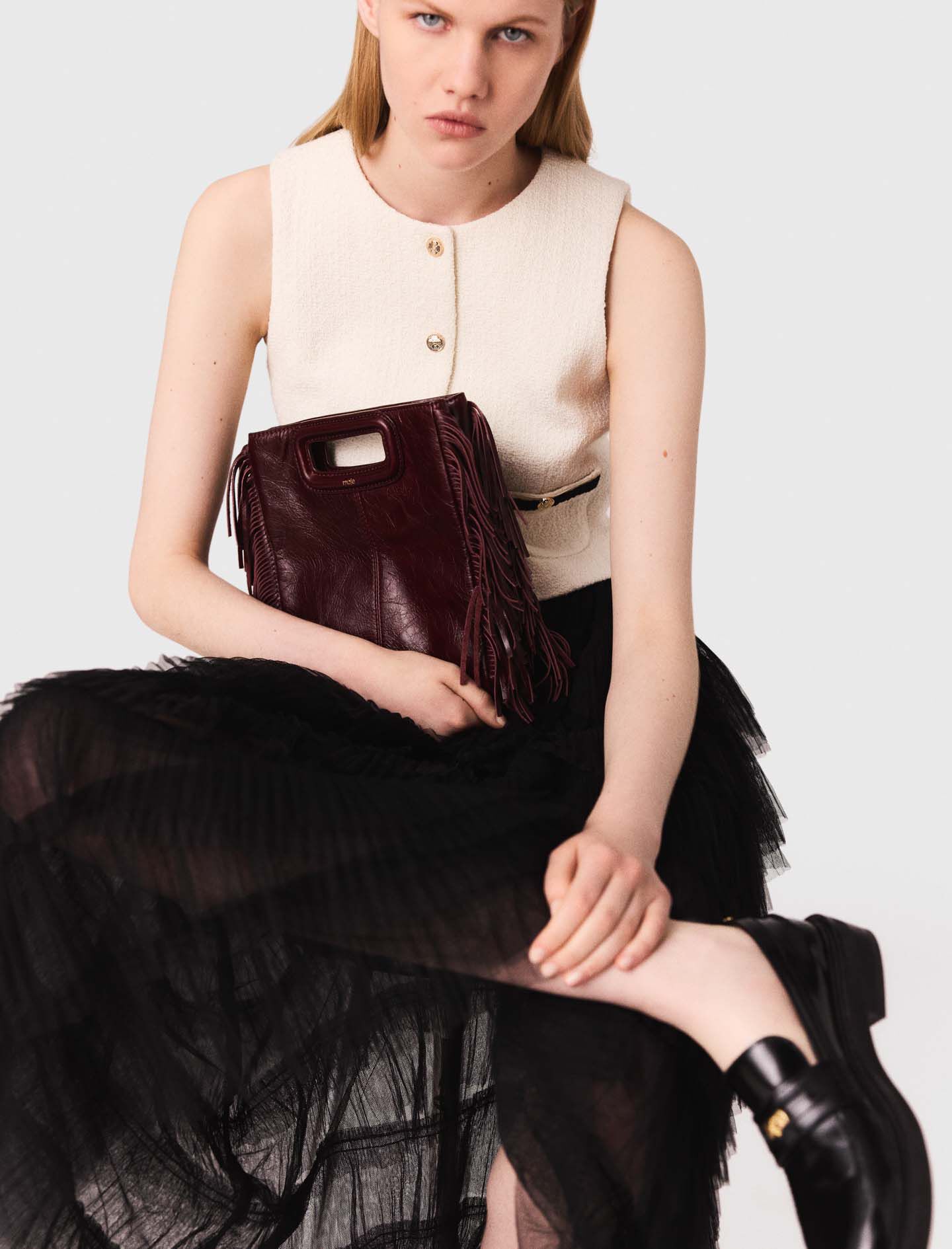 Tulle midi skirt Black / Gray For Women | Maje