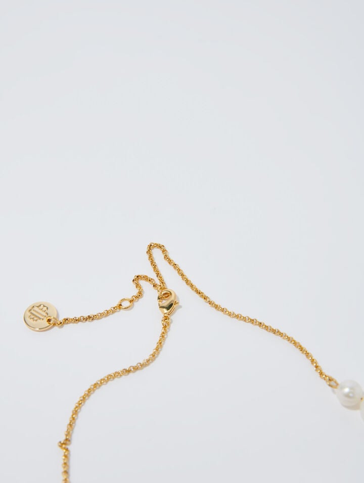 Collier doré chaîne et perles