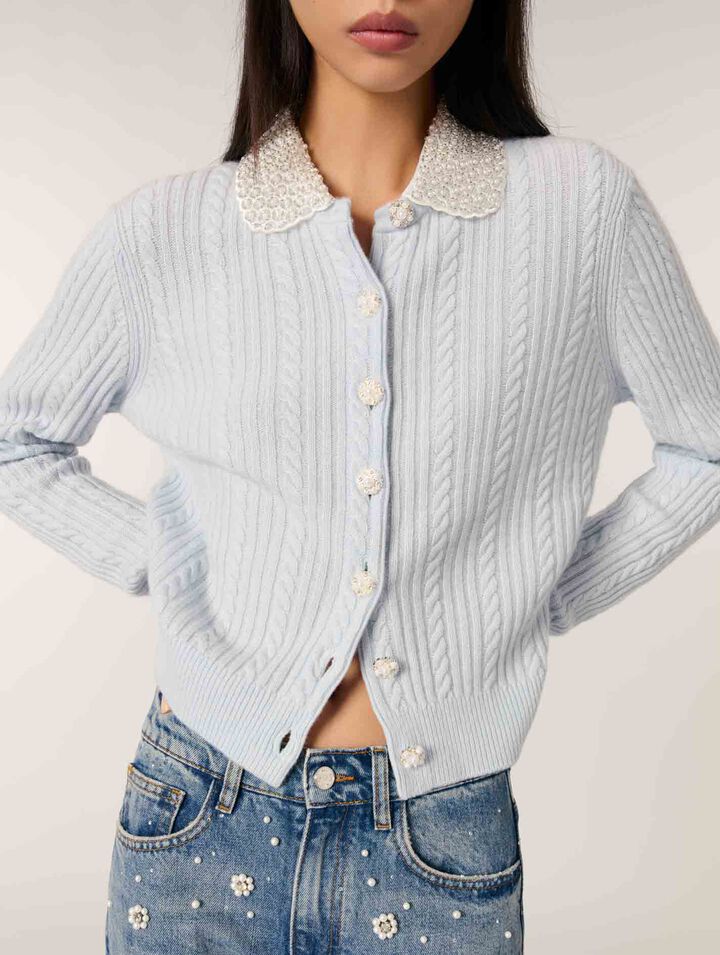 Cardigan à col bijoux