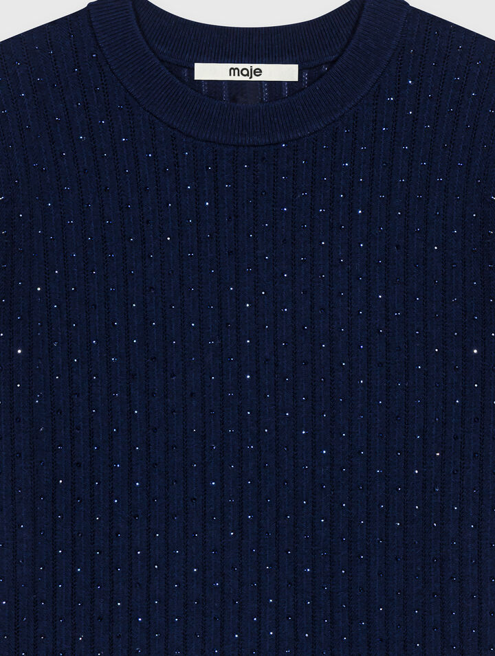 Tonal rhinestone sweater