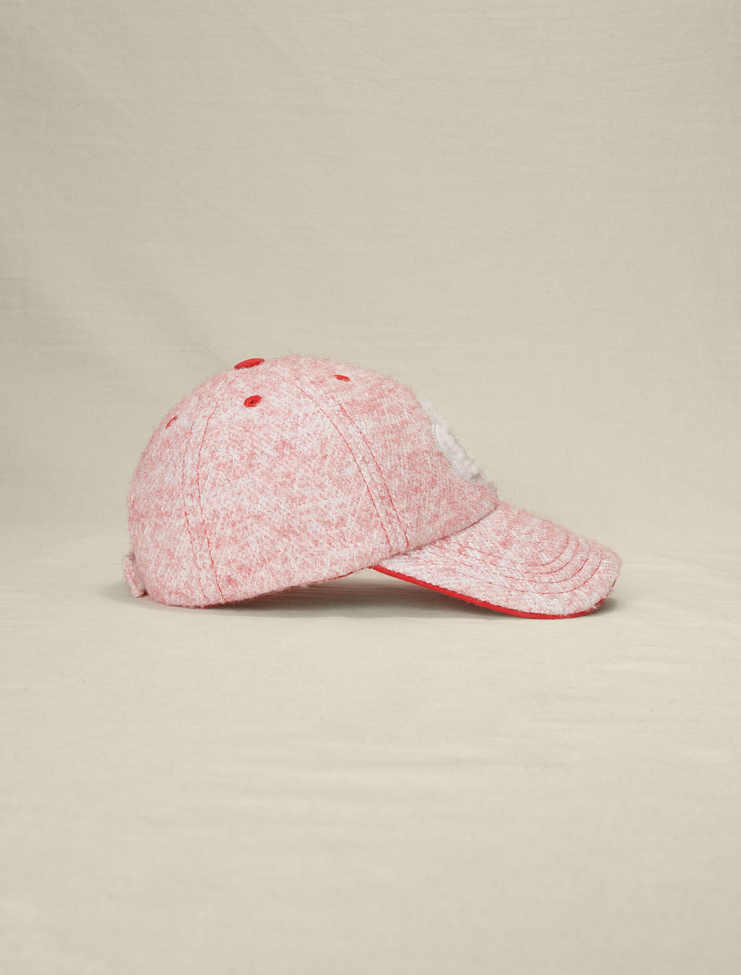 Casquette effet tweed rose