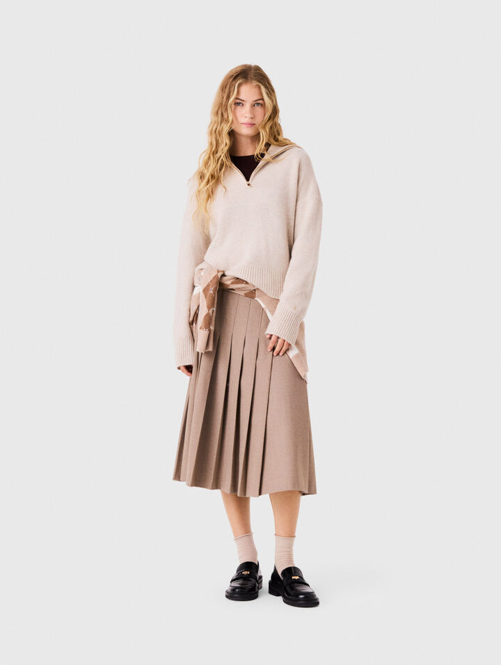 Pull en cachemire avec col zipp&eacute; 