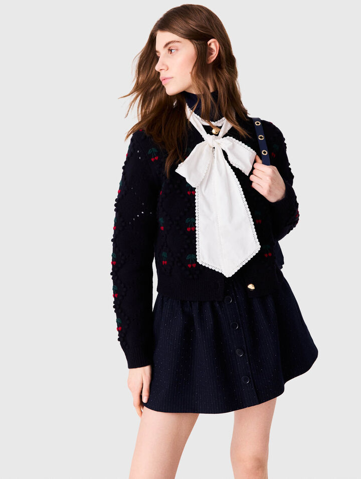Cardigan avec cerises brod&eacute;es