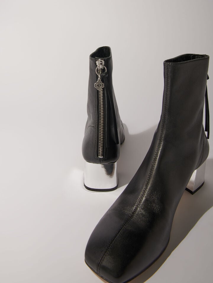 Bottines en cuir à bout carré