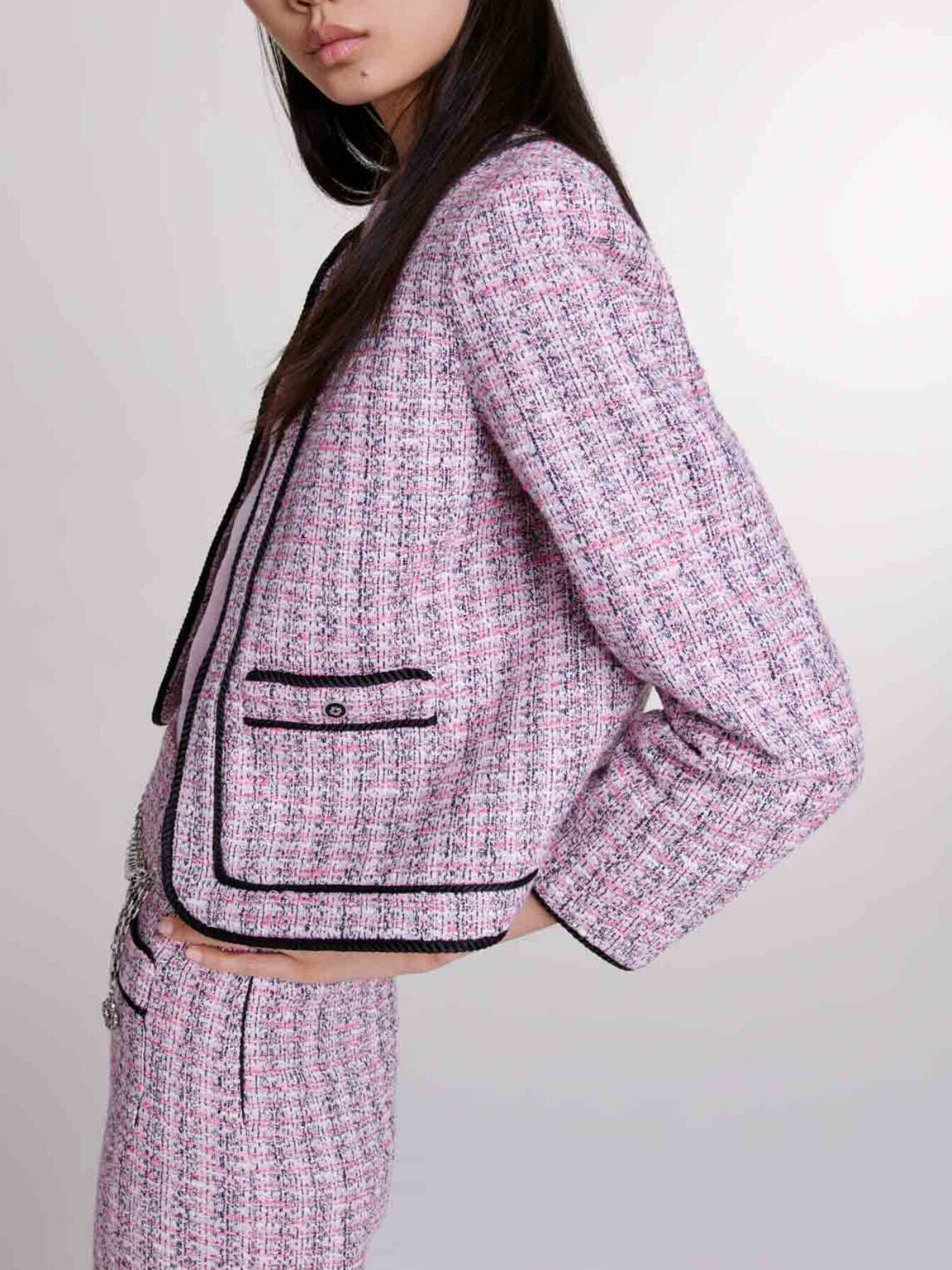 ジャケット・アウター OTONA MUSE FRINGE TWEED SHORT JACKET Ameri OTONA MUSE FRINGE TWEED SHORT JK
