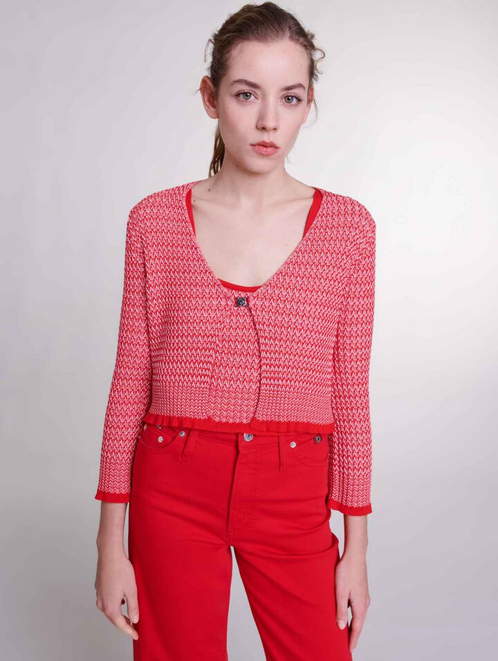 Twin set en maille motifs chevrons