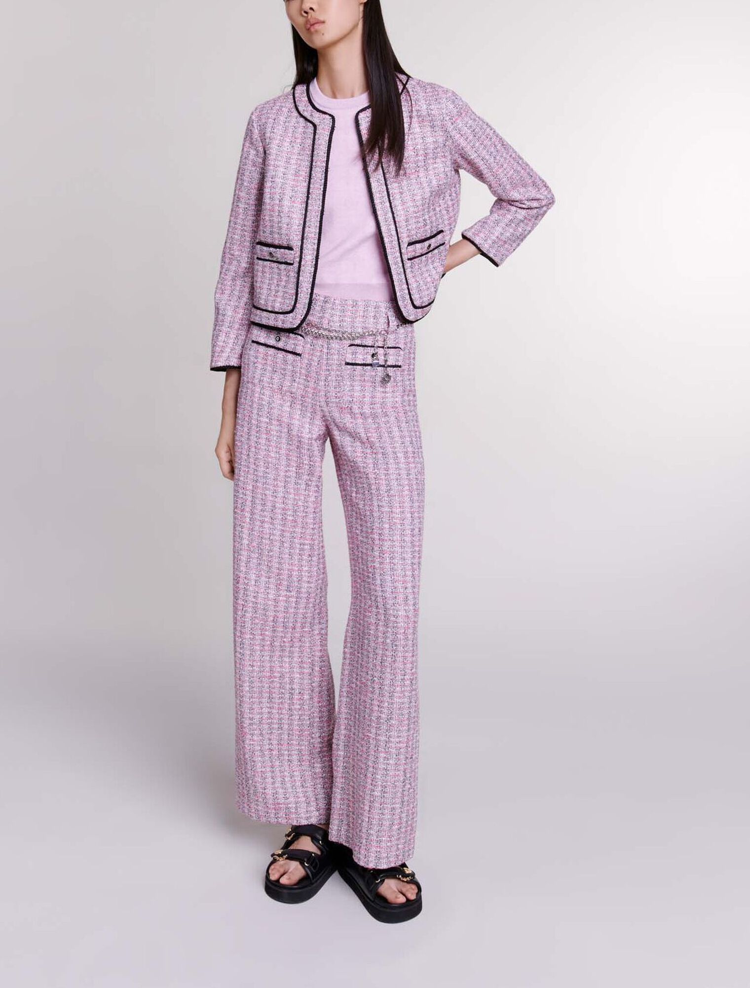 Pantalon large en tweed