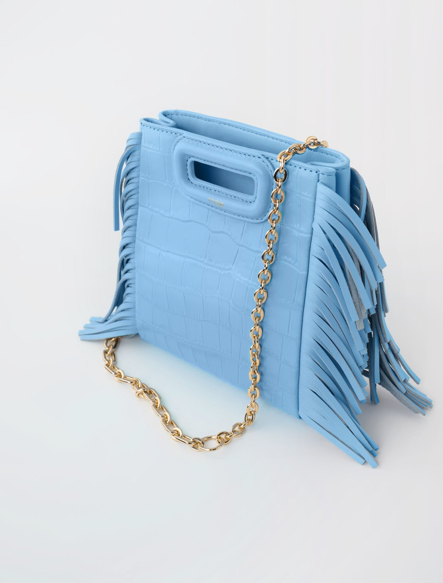Mini embossed-leather M bag with chain