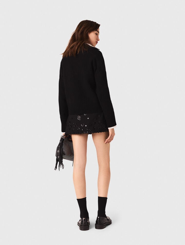 Open polo collar jumper
