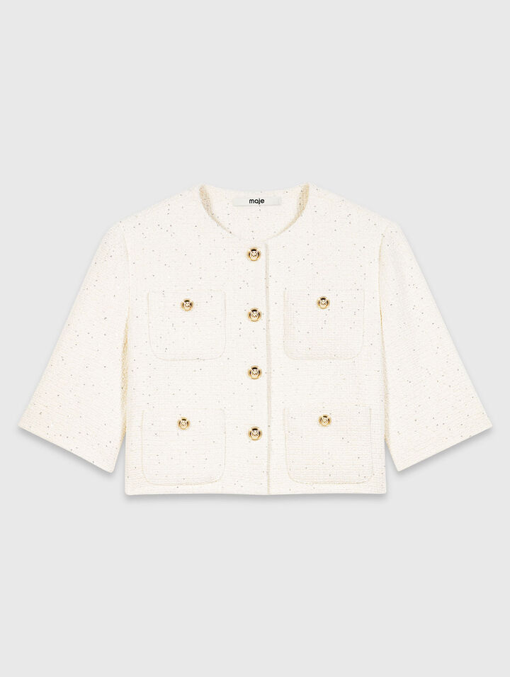 Veste tweed manches courtes