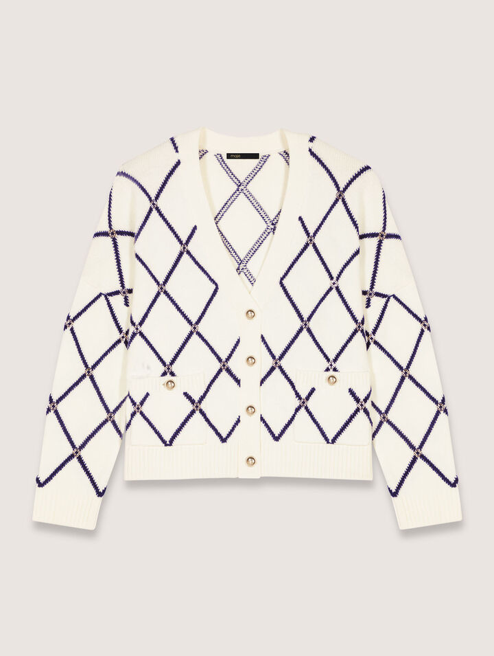 Diamond pattern knitted cardigan