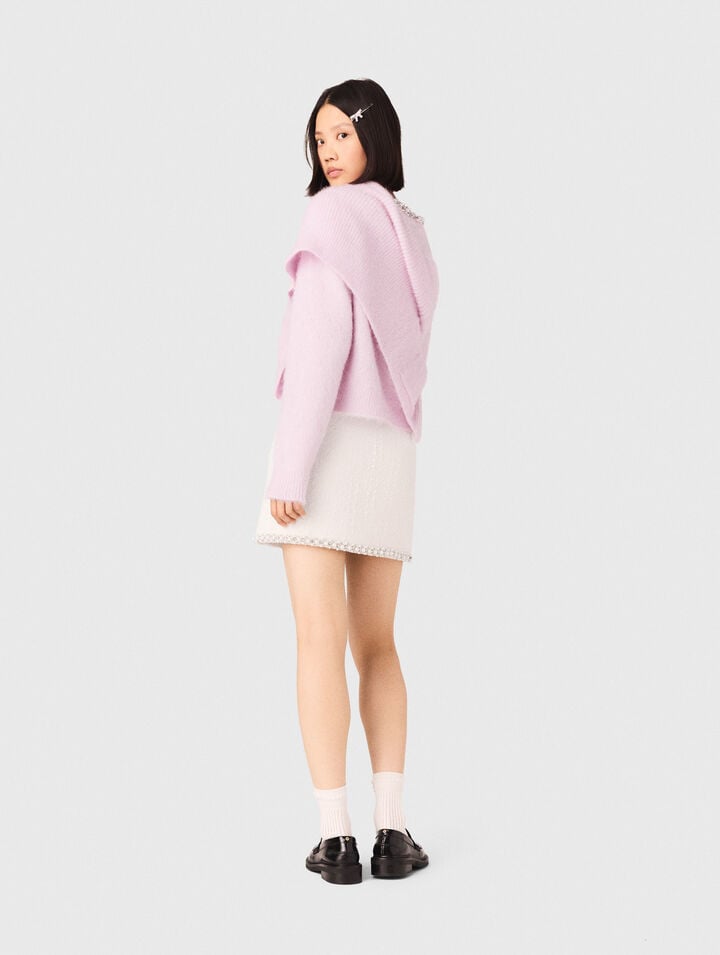 Tweed skirt with pearl trim