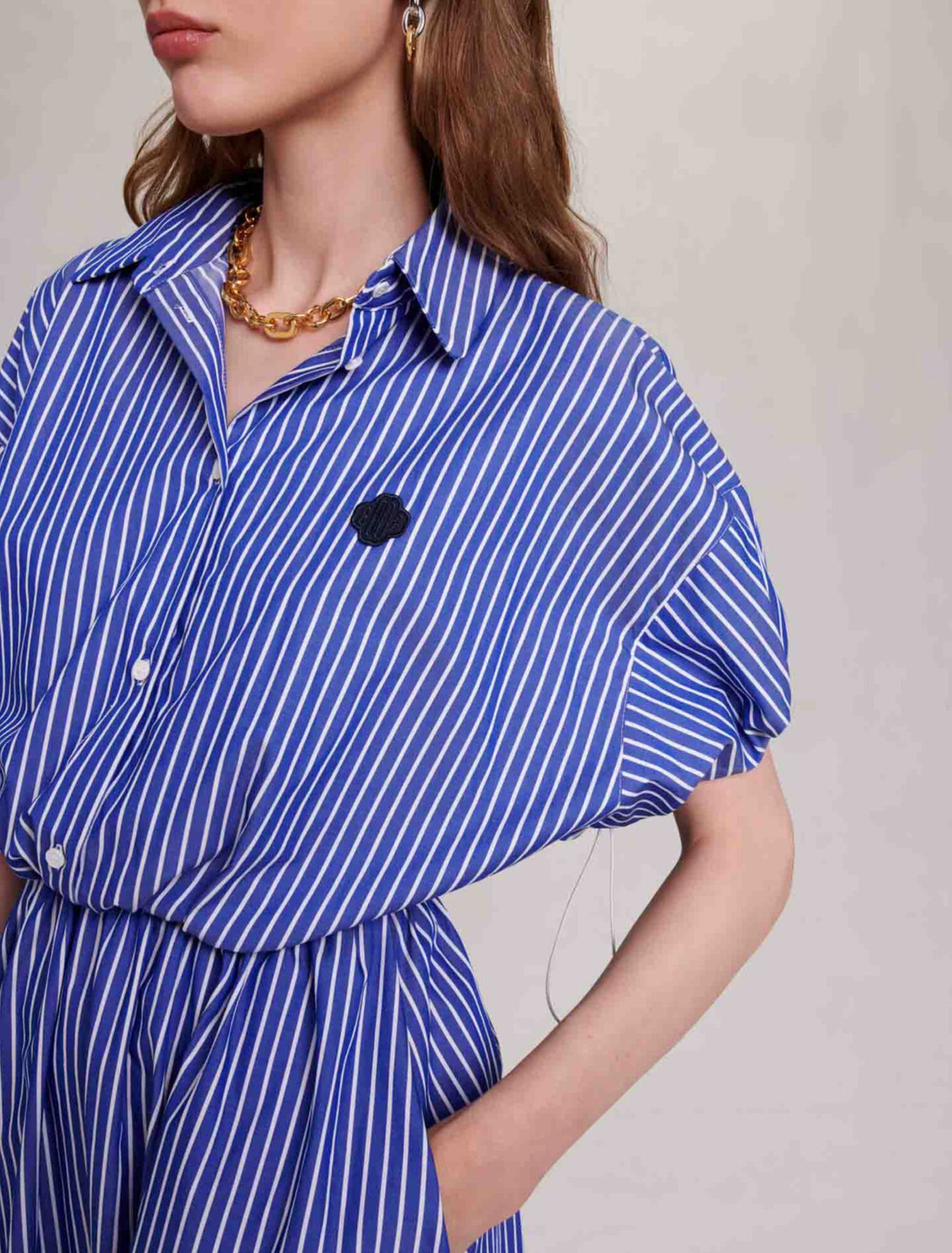 Long striped shirt dress
