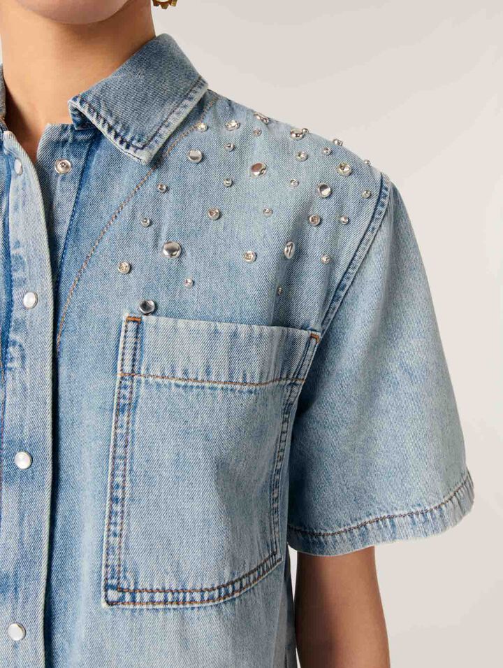 Chemise en denim à studs