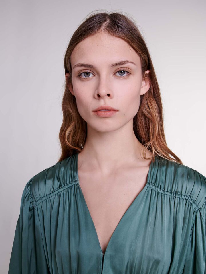 Robe longue satinée