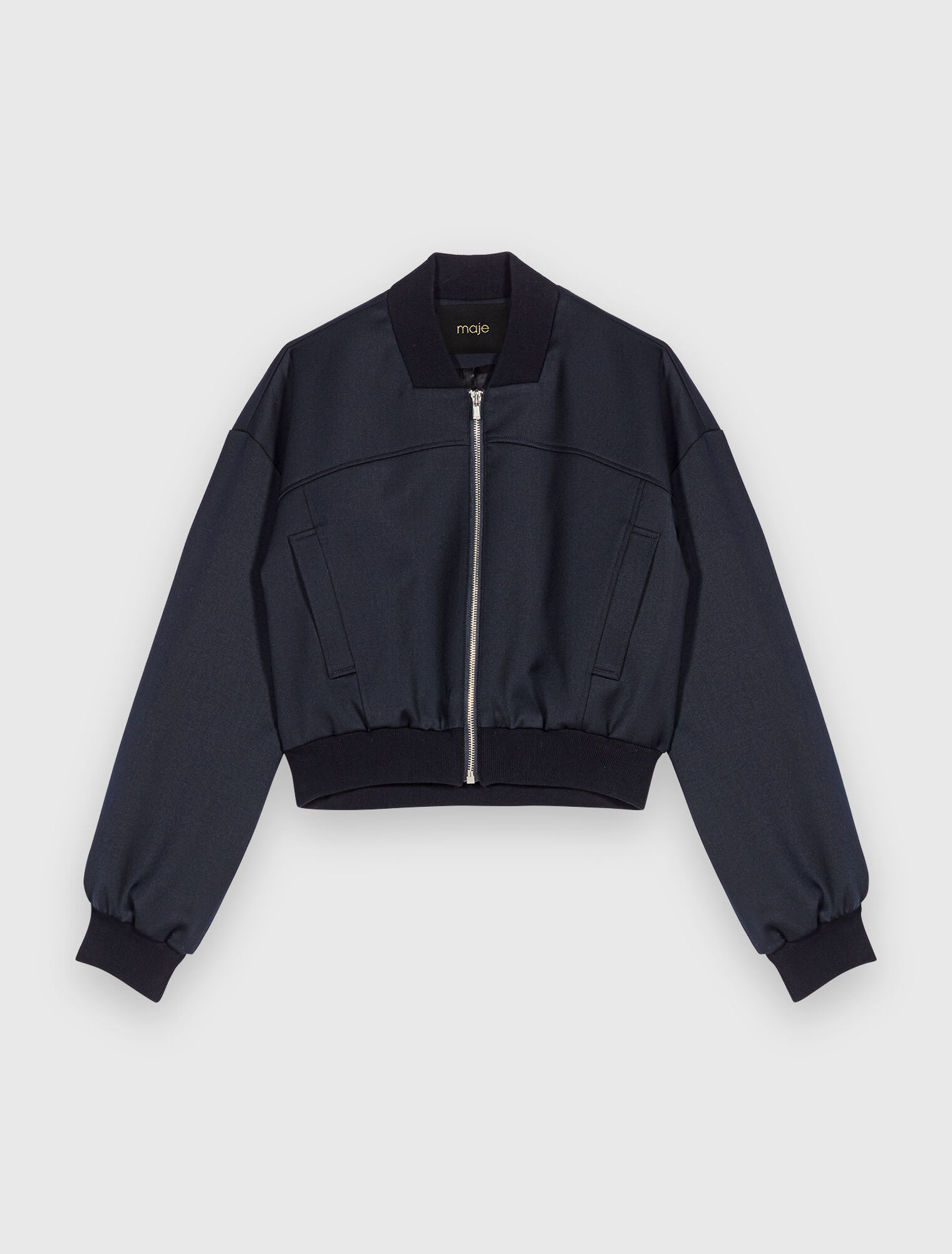 Bombers zippé en laine mélangée