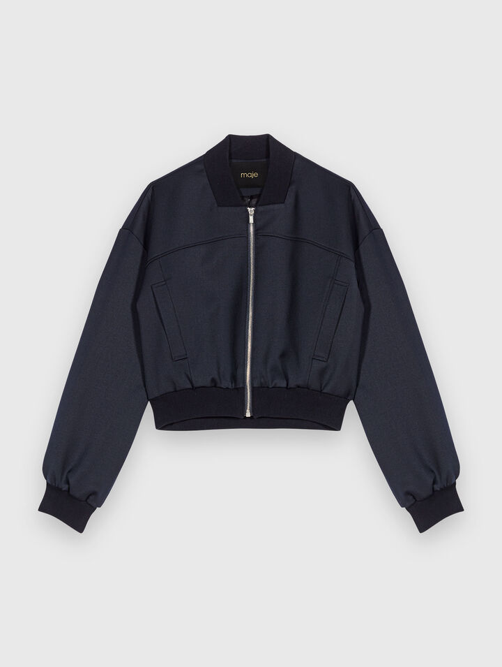 Bombers zippé en laine mélangée