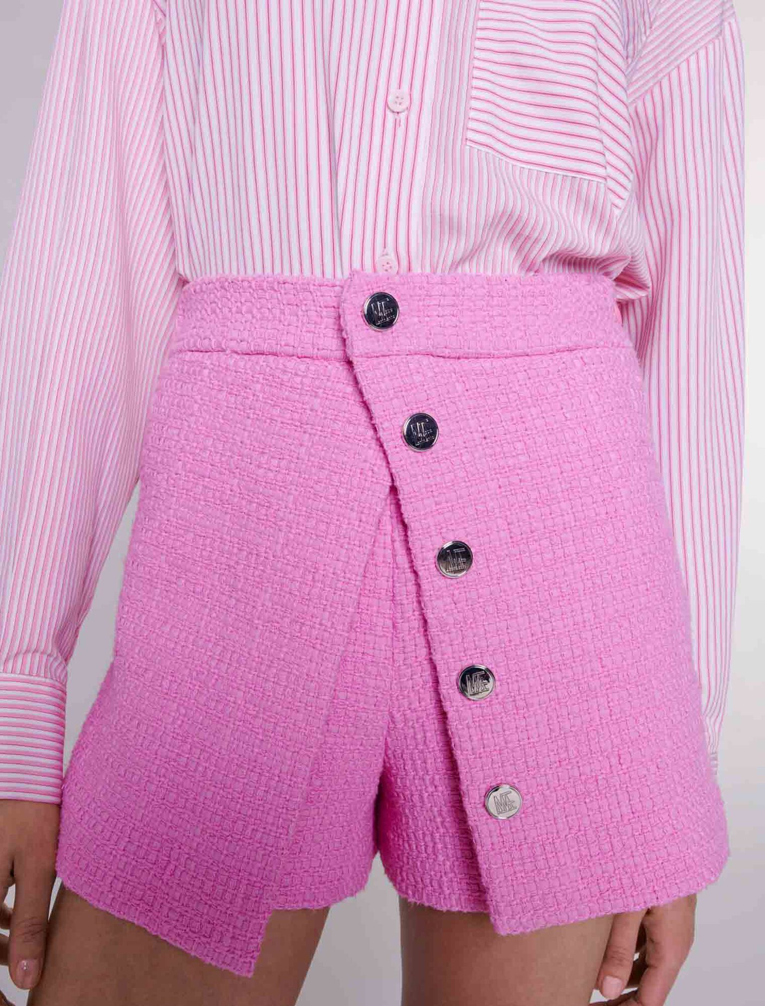 Panelled tweed shorts