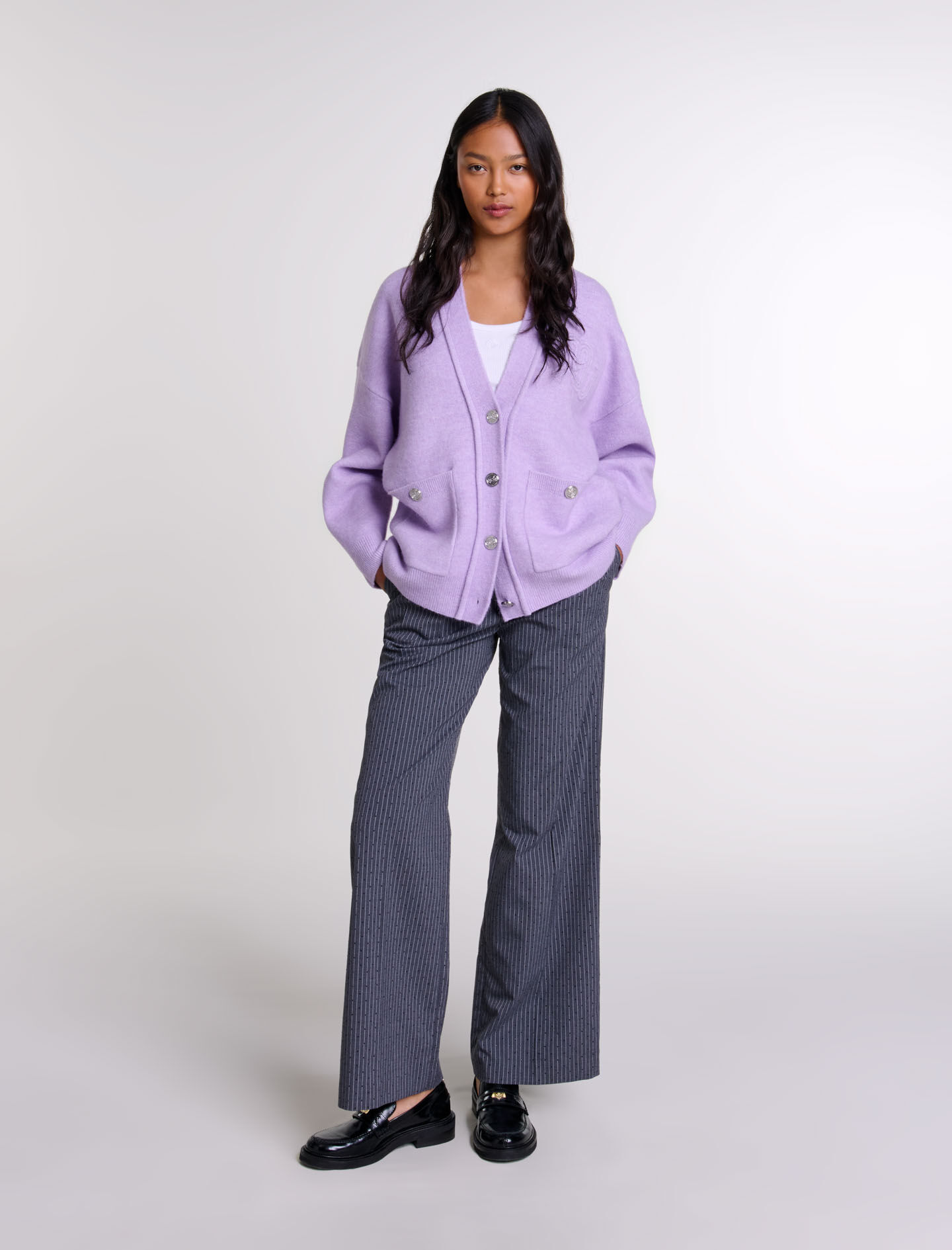 Purple cardigan long store