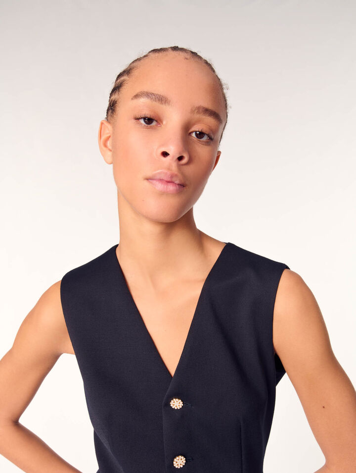 Layered-effect wool-blend jumpsuit