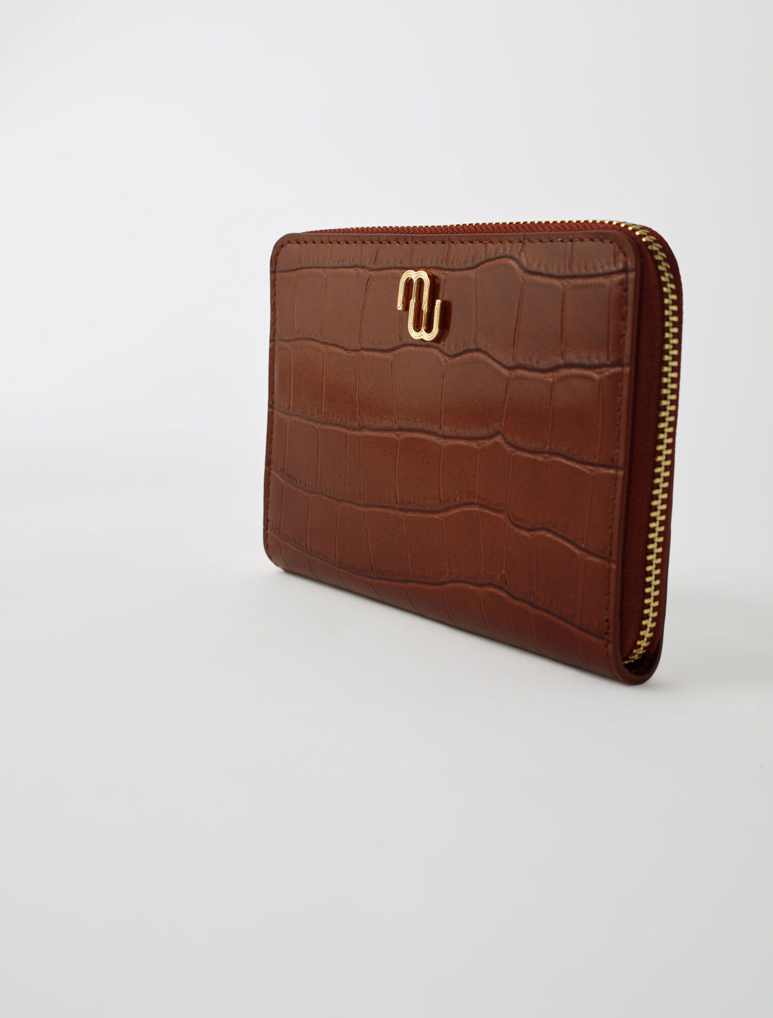 Portefeuille en cuir embossé croco