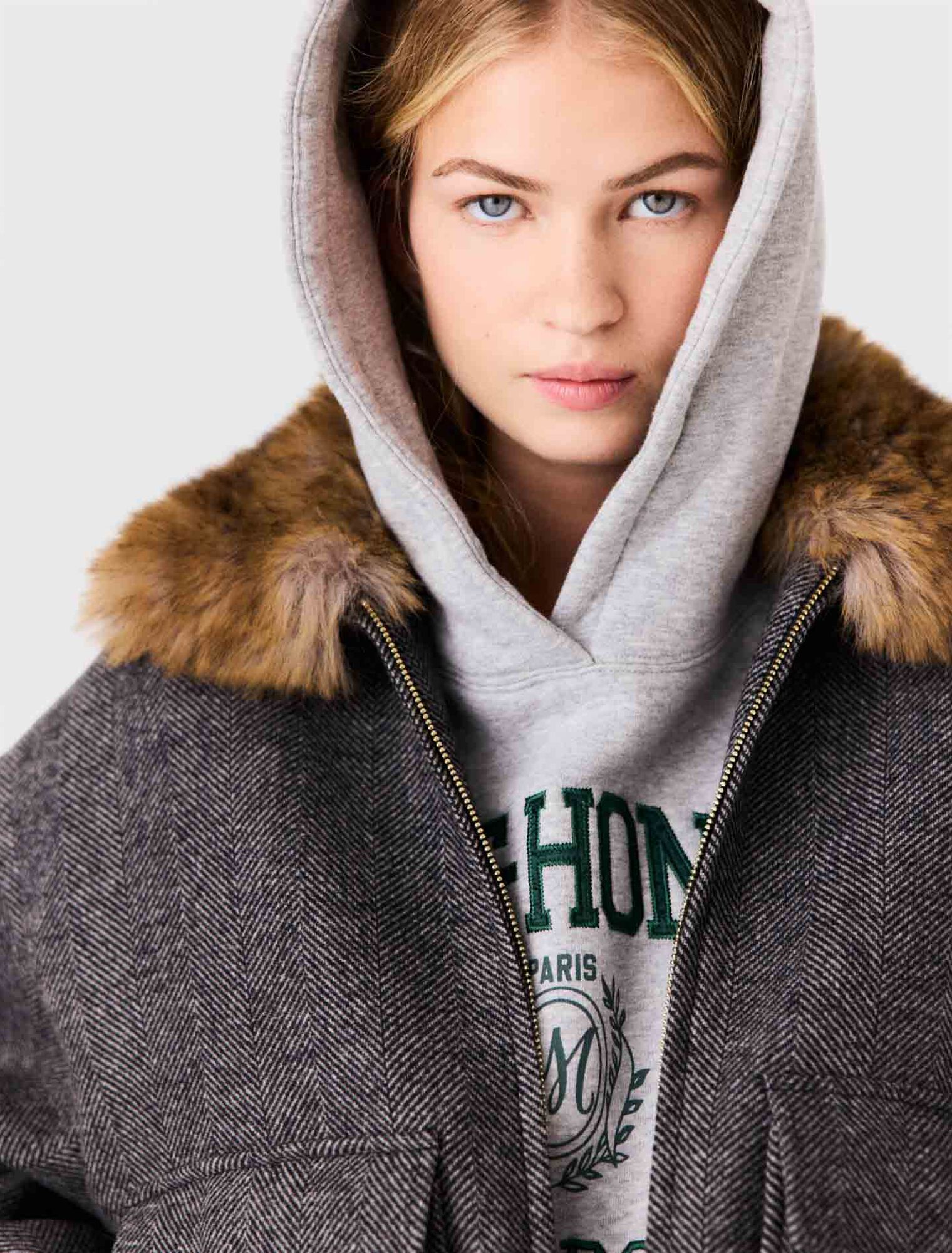 Oversized herringbone jacket
