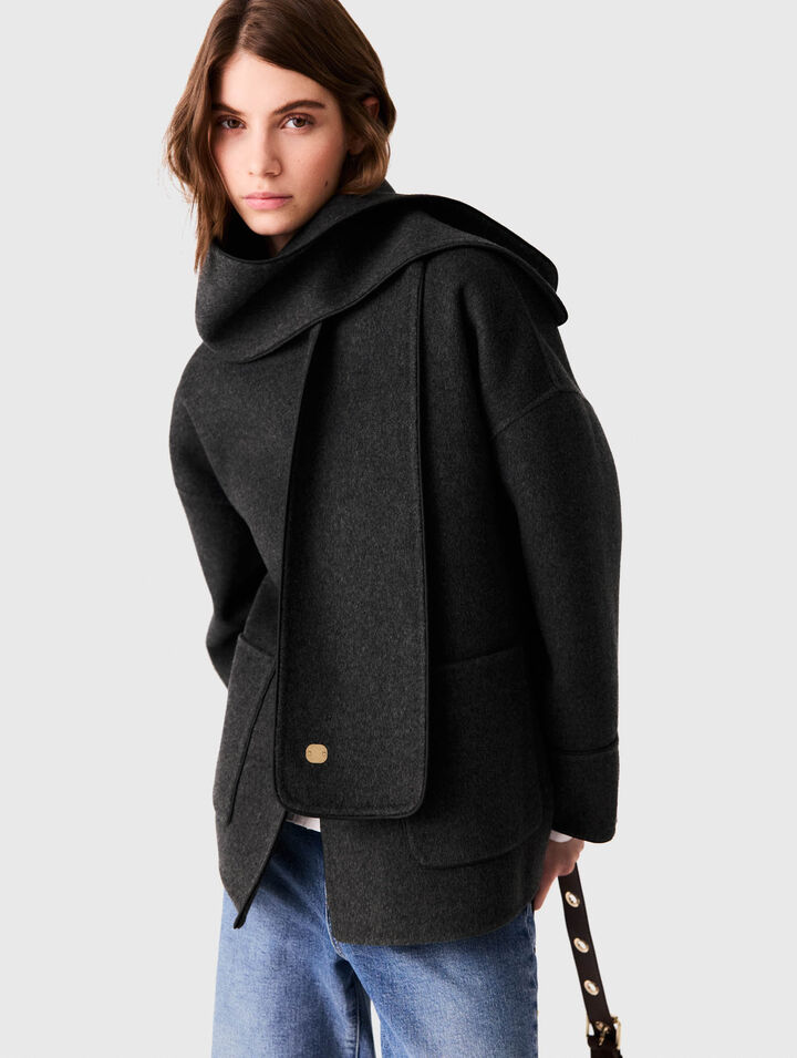 Coat with removable scarf