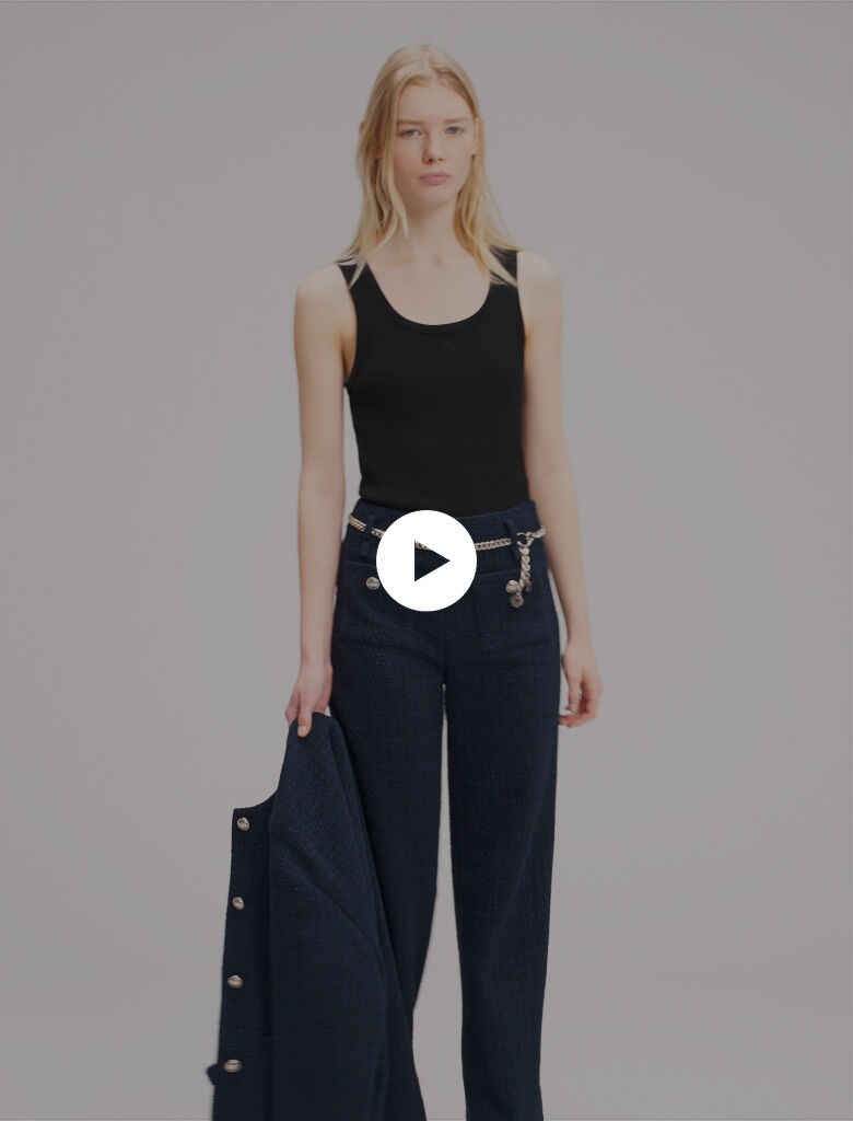 Rib knit tank top Black / Gray For Women | Maje