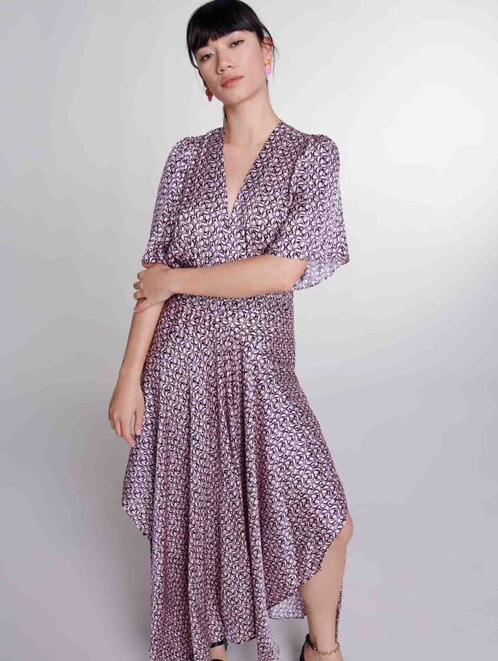 Robe longue satinée imprimée