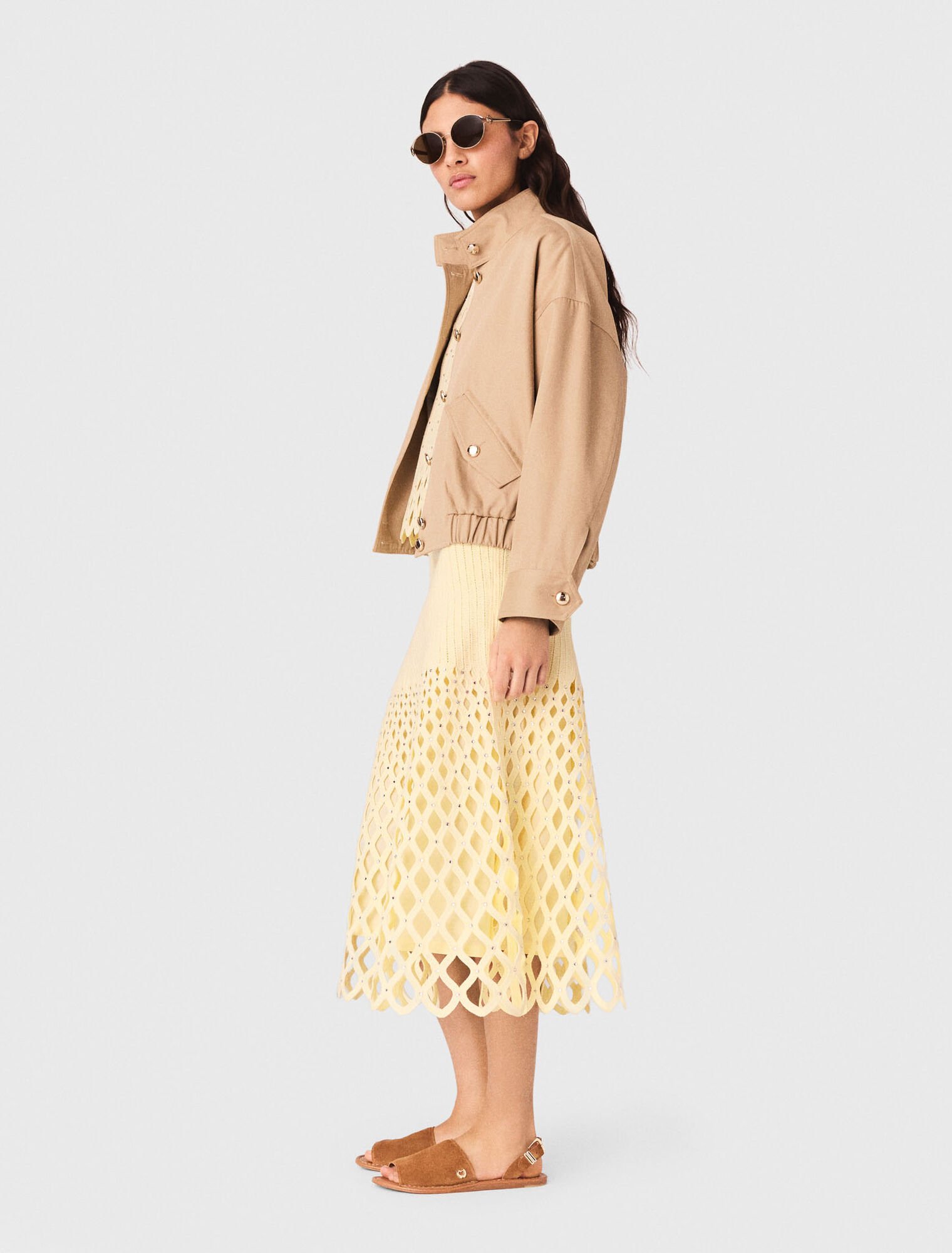 Crochet skirt with removable lining