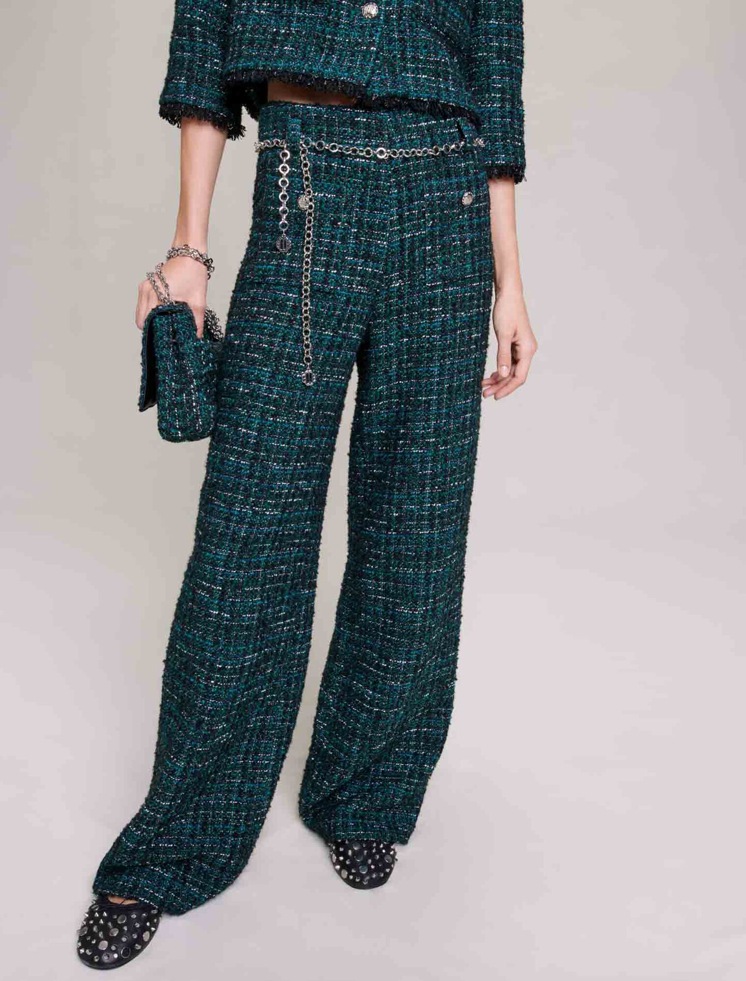 Pantalon large en tweed
