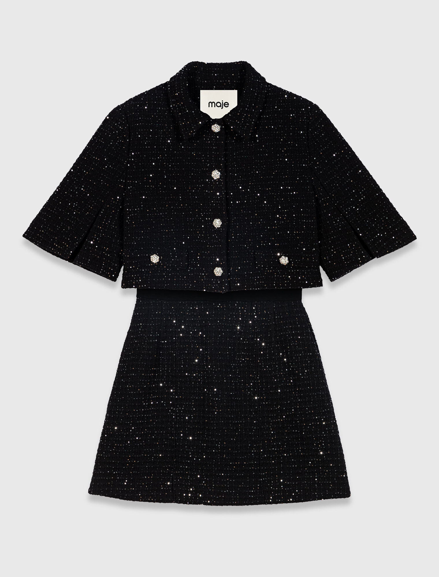 2-in-1 sequin tweed dress