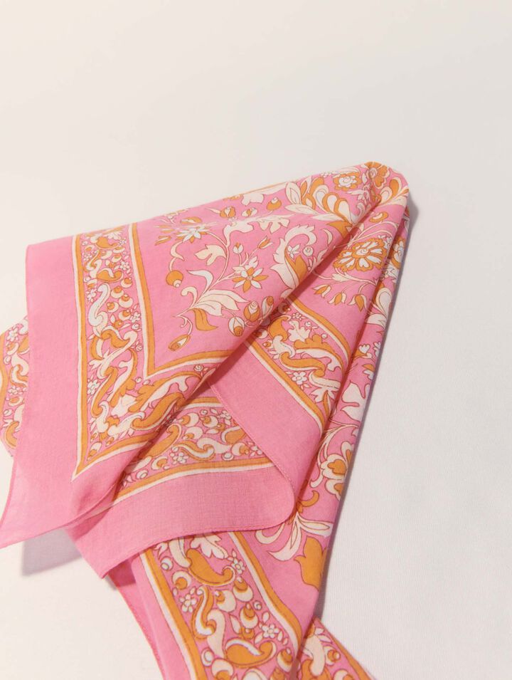 Foulard 65 x 65 imprim&eacute; fleurs