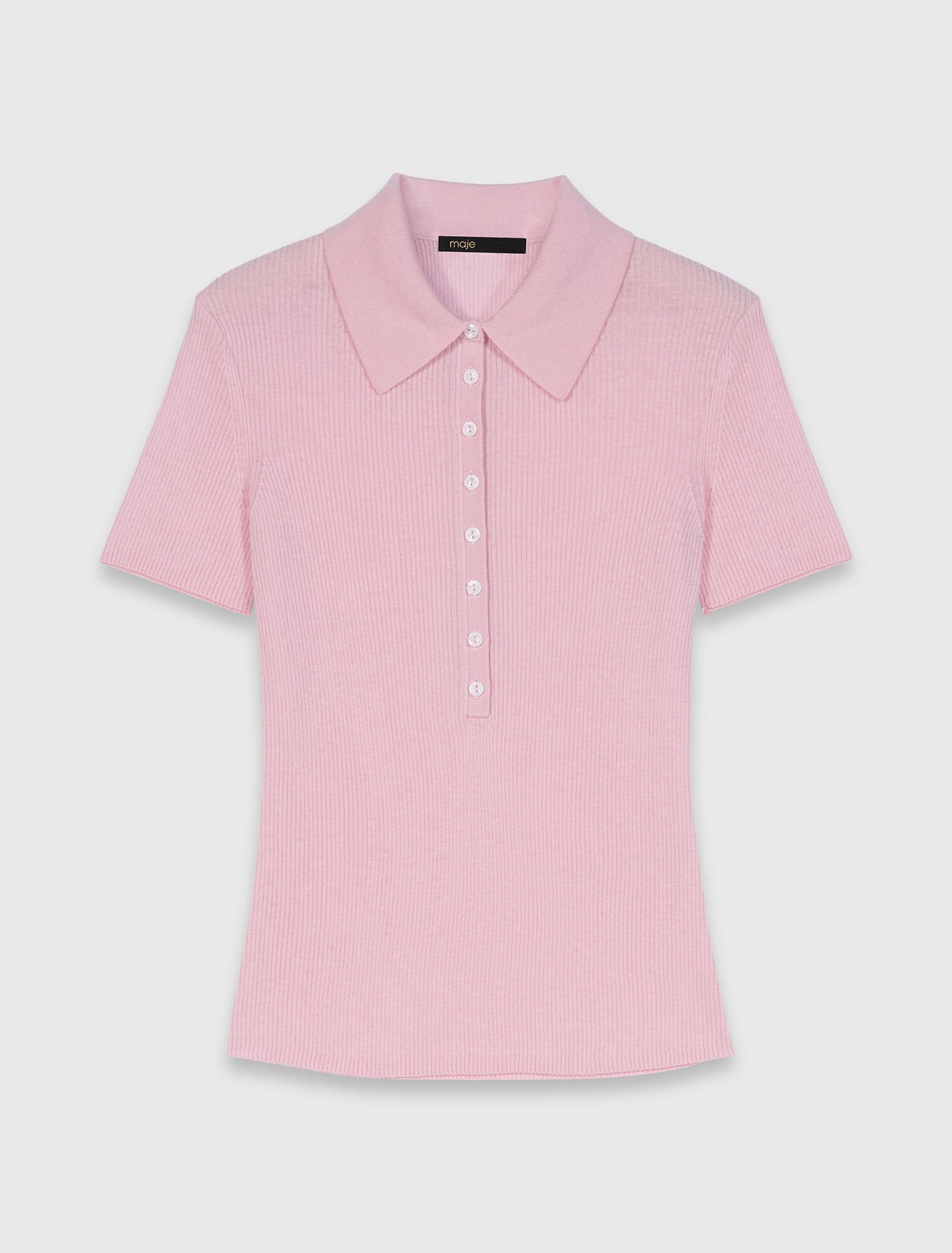 Polo collar ribbed jumper