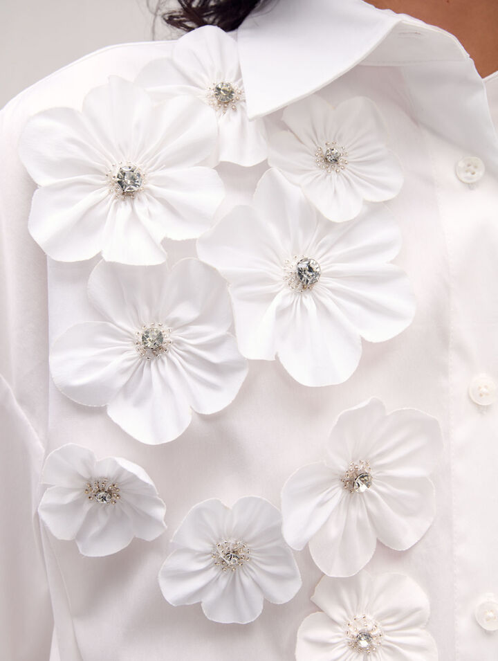 Long shirt with embroidered flowers
