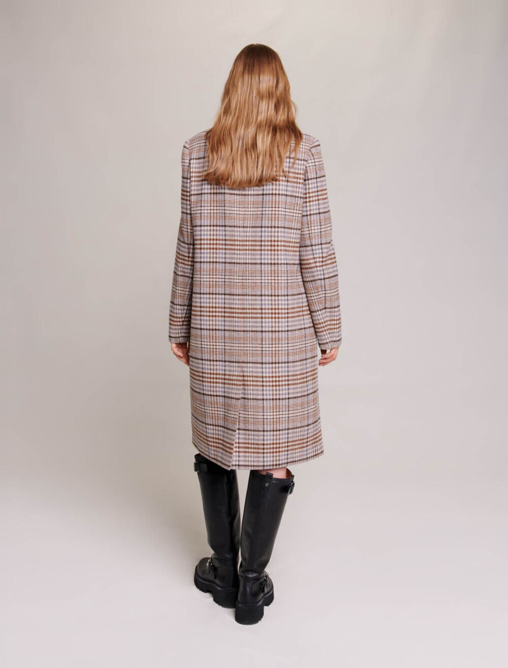 Long checked coat Natural For Women | Maje